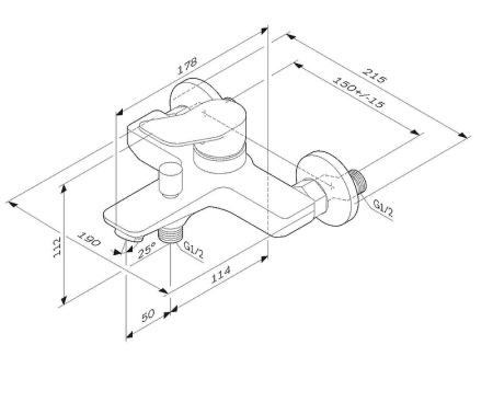 смеситель am.pm x-joy f85a10022 для ванны с душем, цвет черный