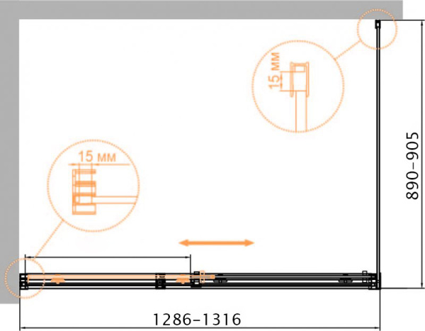 душевой уголок 130x90 cezares duet soft-m-ah-1-130/90-c-cr прозрачное