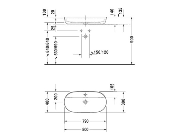 раковина в ванную накладная 80 см duravit luv 0380802600