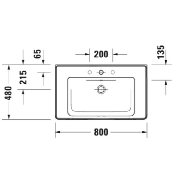 раковина полувстраиваемая duravit d-neo 80 см 2367800000, белая