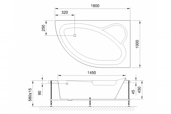 акриловая ванна royal bath alpine de luxe 160x100 rb819101dl-r с гидромассажем