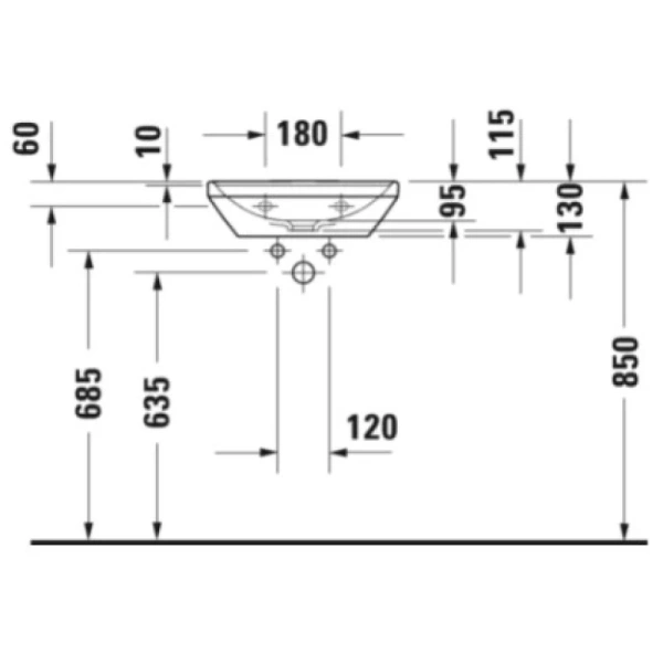 раковина накладная duravit d-neo 45 см 738450041, цвет белый