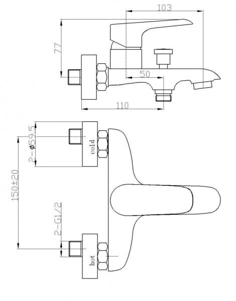 смеситель для ванны weltwasser bonn 303 wt 10000002004 белый хром