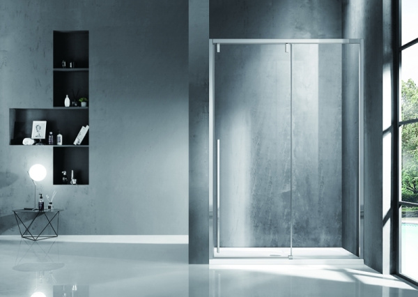 душевая дверь в нишу bravat slim line 120 bd120.4105a профиль хром, стекло прозрачное