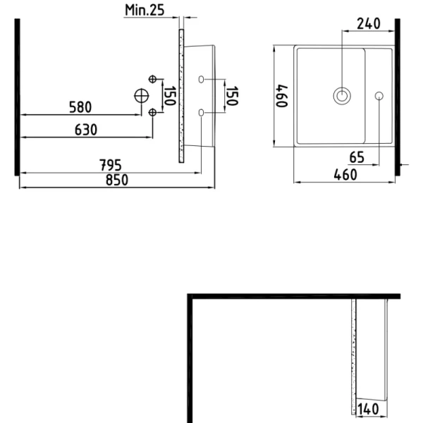 раковина bien infinitum inlg04601fd1w3000 46x46 см, накладная, цвет белый