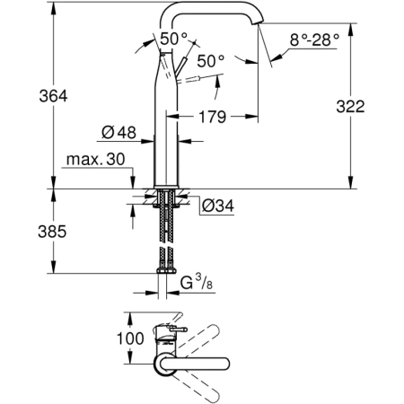 смеситель для раковины без донного клапана grohe essence new 32901dc1