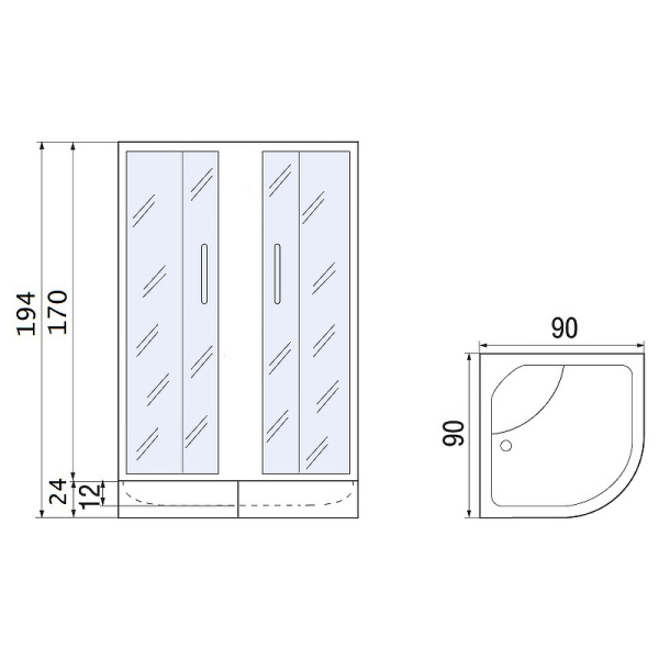 душевой уголок river don 90x90 mt 10000011743 с поддоном
