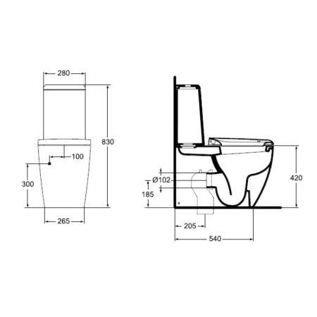 чаша напольного унитаза с сиденьем микролифт ideal standard ventuno t321501