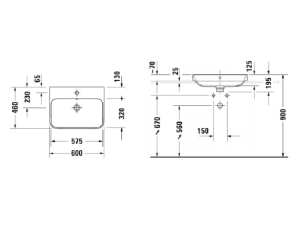 раковина в ванную накладная 60 см duravit happy d.2 plus 2360606160 антрацит матовый