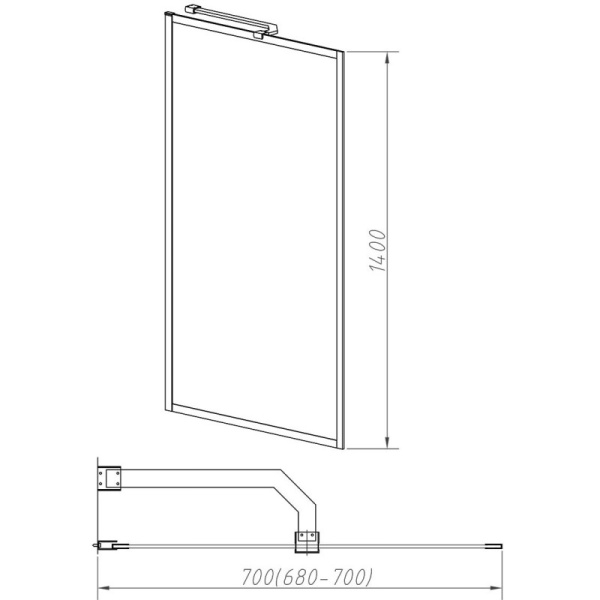 шторка для ванны 70 см vincea vsb-41700flb рифленое