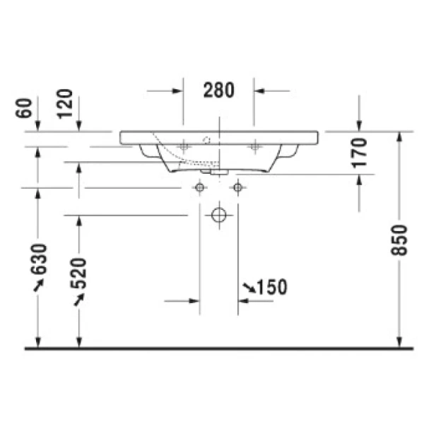 раковина полувстраиваемая duravit durastyle 2337780000