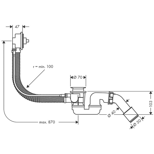 слив-перелив hansgrohe flexaplus 58141180 полуавтомат белый