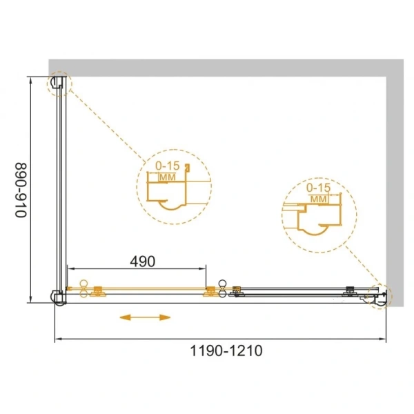 душевой уголок cezares giubileo-ah-1-120/90-scorrevole-c-br стекло прозрачное профиль бронза