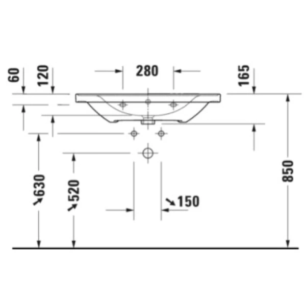 раковина полувстраиваемая duravit d-neo 80 см 2367800000, белая