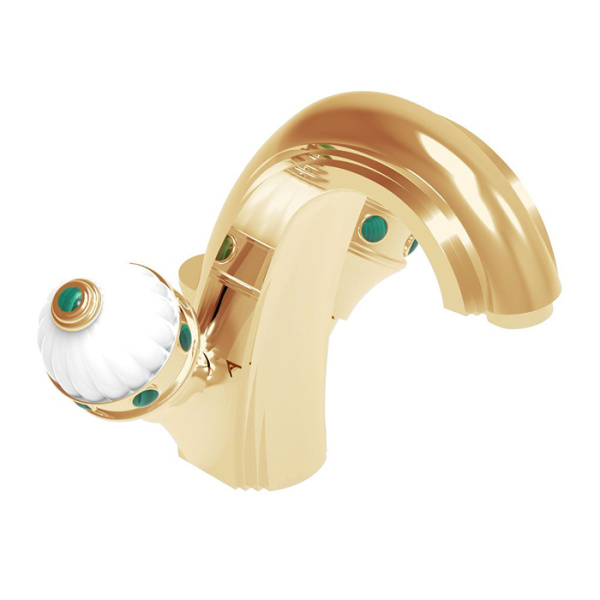 thg thg amboise malachite смеситель для раковины, 1 отв., цвет: золото/малахит