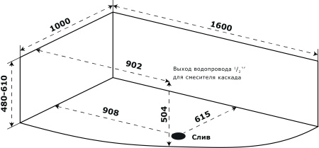 акриловая ванна azario микона 160х100 правая