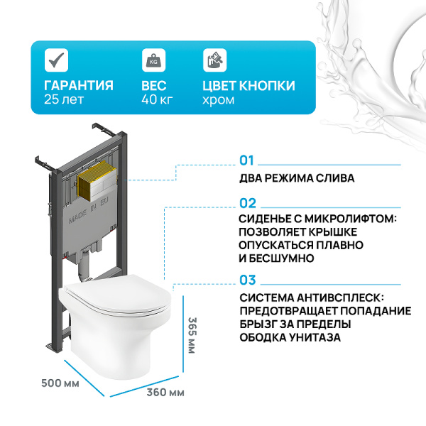 комплект унитаза с инсталляцией jacob delafon elite e21742ru-00 с сиденьем микролифт и клавишей смыва хром