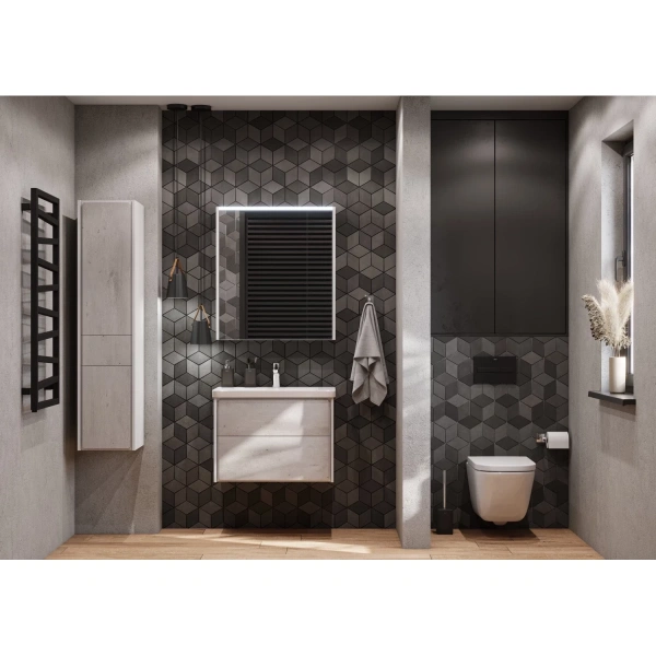 пенал roca ronda zru9303005 подвесной l, бетон/белый матовый