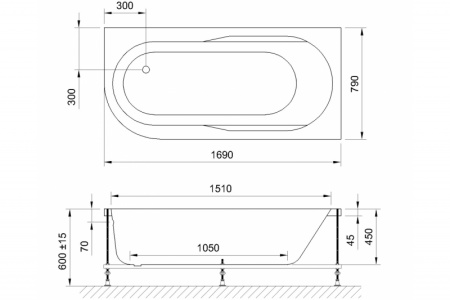 акриловая ванна royal bath azur standart 170x80 rb614203st-r с гидромассажем