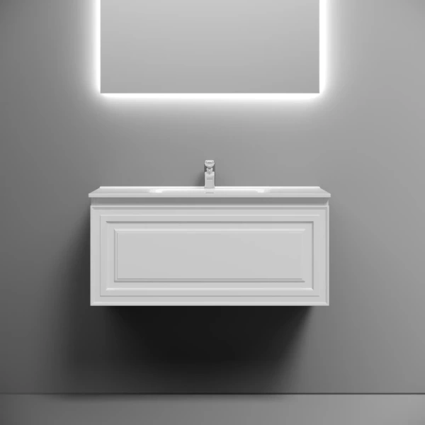 тумба под раковину sancos very vr90w 89 см, подвесная, белый матовый