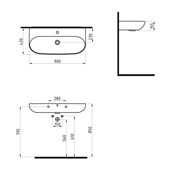 раковина накладная bien vokha 90 см mdls09001fd1b7000 черная матовая