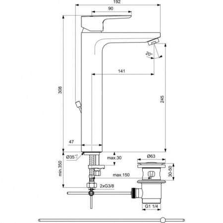 смеситель для раковины ideal standard ceraplan iii slim bc561aa