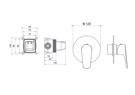 смеситель для душа aquatek бетта aq1166mb, с внутренней частью, на 1 потребителя, цвет черный матовый.