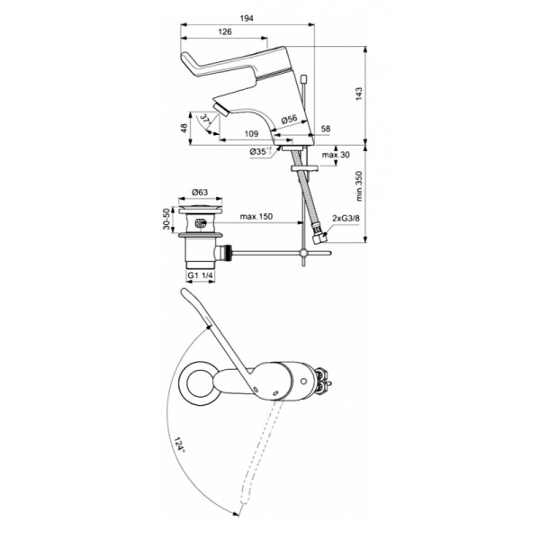 смеситель для раковины ideal standard ceraplus b8219aa