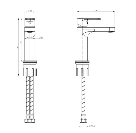 смеситель для раковины wonzon & woghand, белый матовый (ww-h1032-mw)