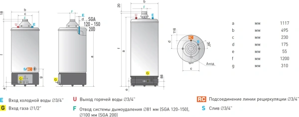 накопительный водонагреватель ariston sga 120 r газовый