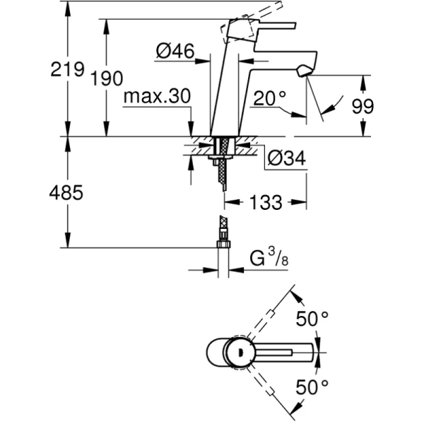 смеситель для раковины без донного клапана grohe concetto 23451001