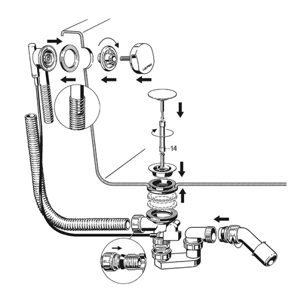 слив-перелив для ванны laufen 2.9511.0.004.000.1, цвет: хром