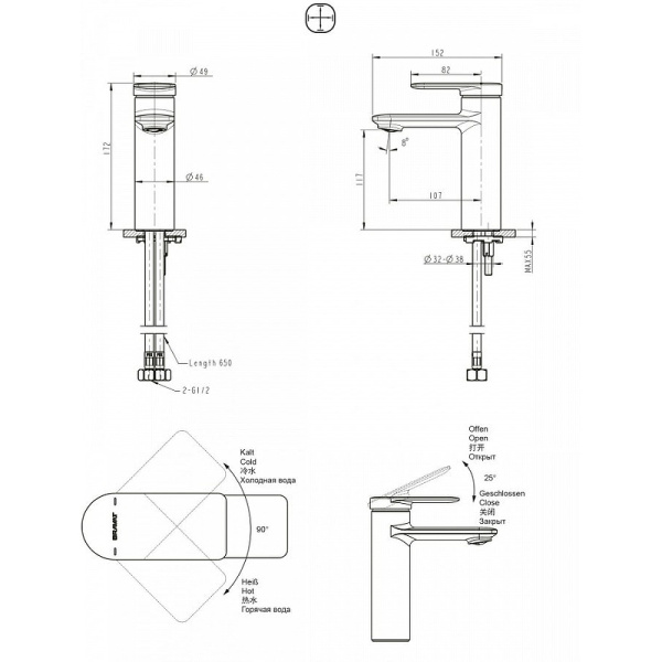 смеситель для раковины bravat eddie f1369402bw-eng черный