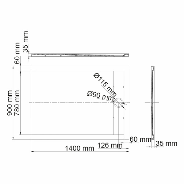 душевой поддон из искусственного камня wasserkraft neime 140х90 19t36 цвет черный матовый