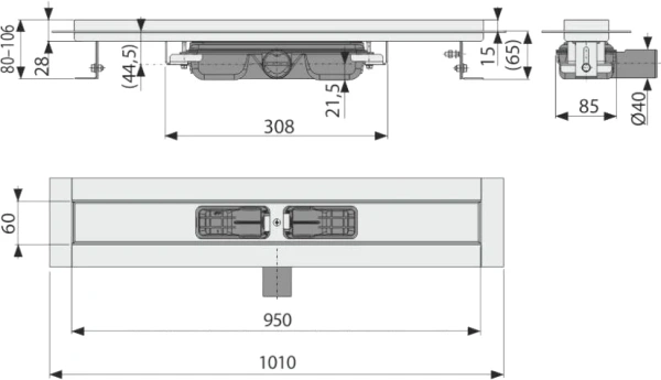 душевой лоток alcaplast apz106-950 без решетки