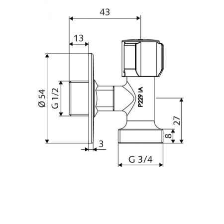 вентиль schell comfort 054400699 1/2"х3/4" угловой укороченный