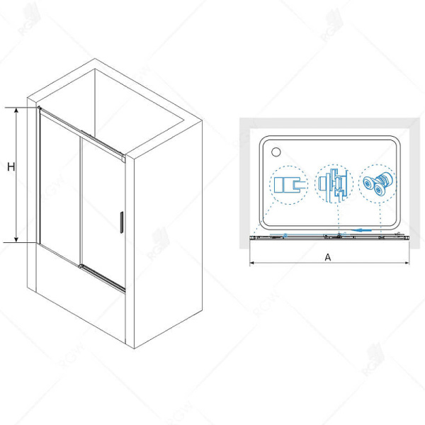 шторка на ванну rgw screens sc-45 180х150, профиль хром