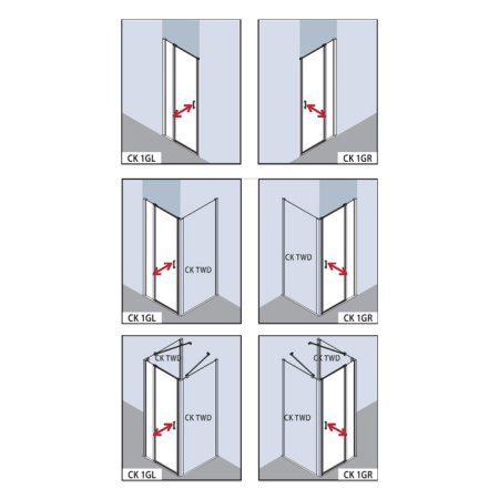 дверь для душевой кабины в нишу kermi cada xs 90 см, ck 1gl 09020 vpk хром/стекло прозрачное l