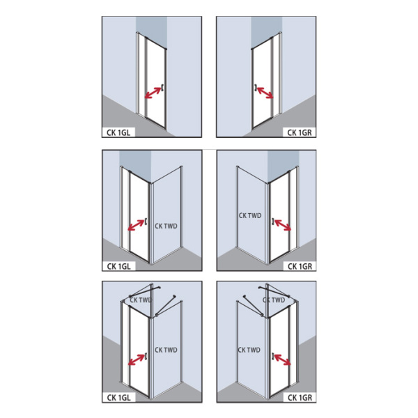дверь для душевой кабины в нишу kermi cada xs 90 см, ck 1gl 09020 vpk хром/стекло прозрачное l