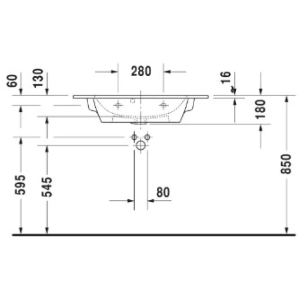 раковина полувстраиваемая duravit me by starc 83 см 2342830000