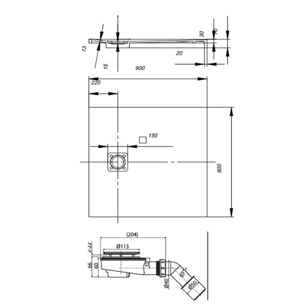 душевой поддон из искусственного камня salini oasi s-stone 120x90 120321mrf покраска по ral полностью, матовый