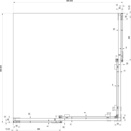 душевой уголок ravak matrix msrv4 90х90 1wv77c00z1 transparent, профиль хром