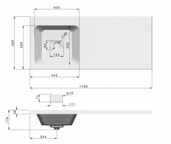 раковина madera kamilla 110 l 4627173210041, цвет белый