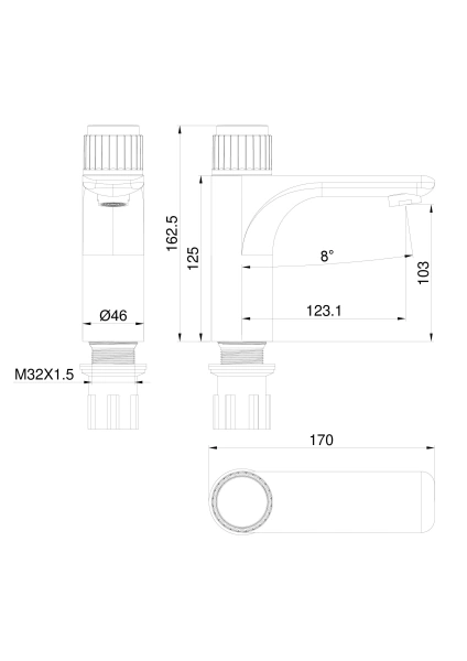 смеситель для раковины wonzon & woghand click, черный матовый (ww-a40412-mb)