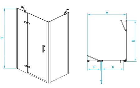 душевой уголок rgw passage pa-77-1b l 120x100 410877120-084l профиль черный стекло прозрачное