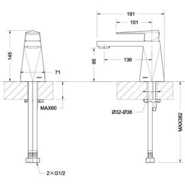 смеситель для раковины bravat iceberg f176110c хром