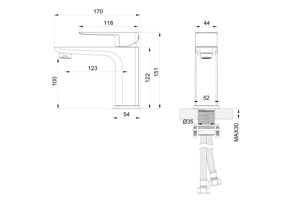 смеситель для раковины wonzon & woghand edge, хром (ww-88139003-cr)