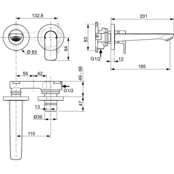 смеситель для раковины без донного клапана ideal standard connect air a7029gn