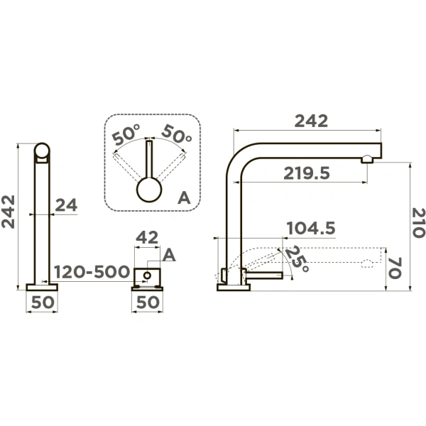 смеситель omoikiri nara 4994484 для кухни, светлое золото