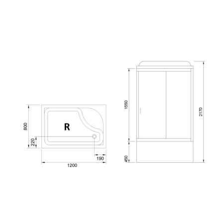 душевая кабина royal bath bp 120х80 rb8120bp2-t-r с гидромассажем